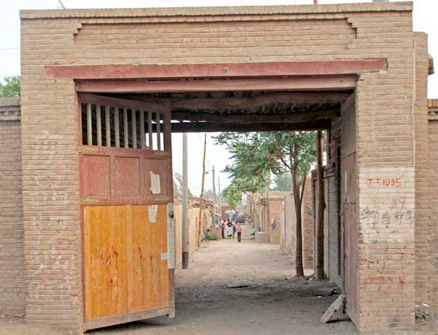 gate of small street in an Uigur village